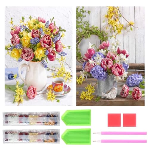 ダイヤモンドの絵画 ダイヤモンドアート キット 2個セット 暇つぶし おしゃれ かっこいい 全面貼り付け..