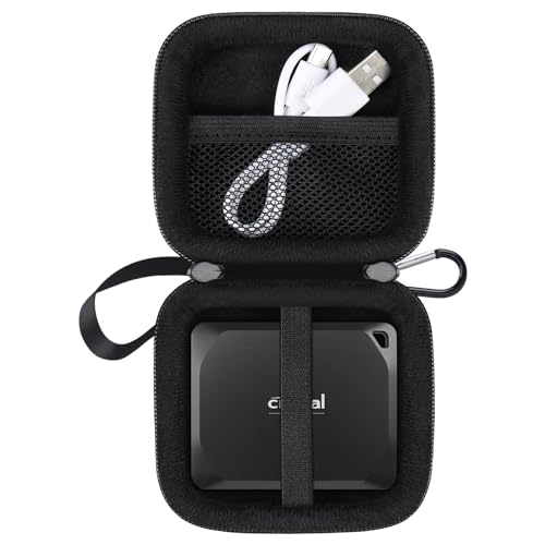 Crucial X6 / X9 Pro / X10 Pro ポータブルSSD 保護ケース 収納ケース 持ち運び 保護カバー 耐衝撃 保護 キズ防止 収納 キャリングケース 代替品 社外品 黒+黒