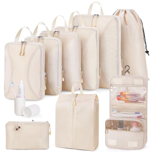 トラベルポーチ 圧縮 10点セット 旅行用ポーチ 旅行用圧縮袋 2024最新型 スペース節約 スーツケース 衣..