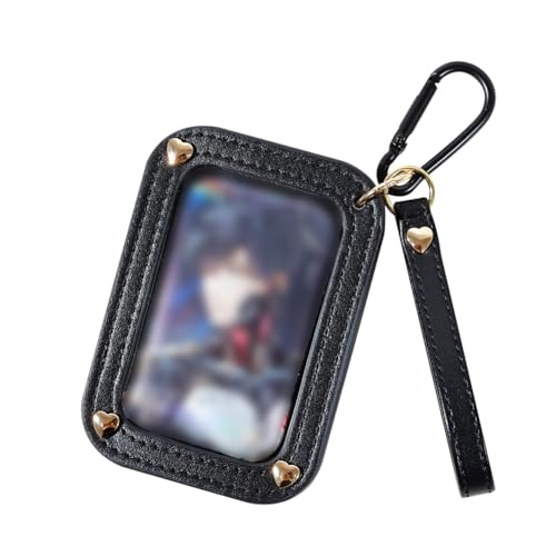 四角 缶バッジカバー 缶バッジ用 キーホルダー付 痛バ カバンにかける ケース レザー 単面透明 保護カ..