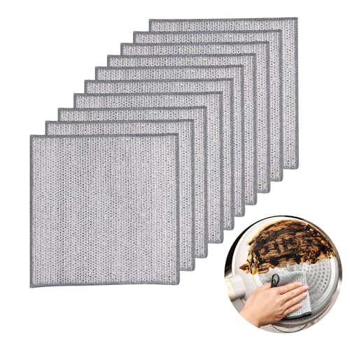 食器洗い ふきん 金属ワイヤーふきん 10枚 タオル ワイヤー食器洗いタオル 食器用雑巾 傷を着けずに 耐久性 ボトル洗浄 食器洗い 食器拭き 多目的 家庭用 業務用 (単層)