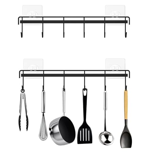 ウォールフック フック 壁 傷つけない キッチンツールフック 強力粘着固定 防水 穴あけ不要 ウォールフック タオル掛け 多機能収納フック 浴室フック 防水 台所ラック 幅32cm