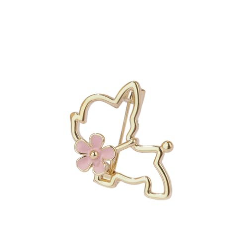 ブローチ 桜 花 コサージュ 犬 かわいい ワンポイント 和装 浴衣 和風 着物 卒園式 卒業式 入園式 入学式 結婚式 セレモニー (Gold) 送料無料