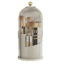 メイクブラシケース 360°回転 多機能分類収納 メイクボックス ホルダー 化粧品収納ボックス 化粧ブラシ収納 蓋付き 透明 仕切り 大容量 防湿 防塵 省スペース 小物入れ おしゃれ 可愛い 口紅 収納ボックス プレゼント (白+白透明カバー)