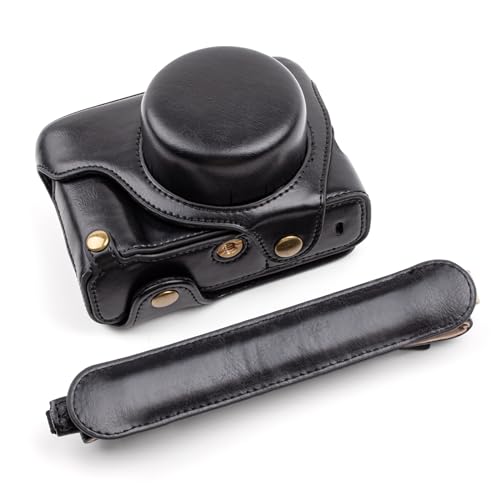 FUJIFILM X100VI 保護ケース 収納ケース 持ち運び 保護カバー 耐衝撃 保護 キズ防止 収納 キャリングケース 代替品 社外品 カメラケース バッテリー交換でき 合皮レザー 軽量 三脚穴付き ショルダーストラップ付き (ブラック)