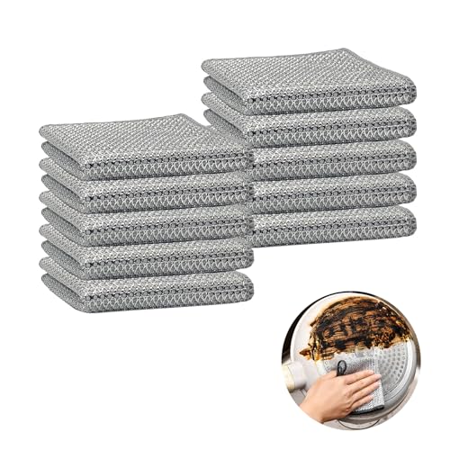 食器洗い ふきん 金属ワイヤーふきん 10枚 タオル ワイヤー食器洗いタオル 食器用雑巾 傷を着けずに 耐久性 ボトル洗浄 食器洗い 食器拭き 多目的 家庭用 業務用 (二層)