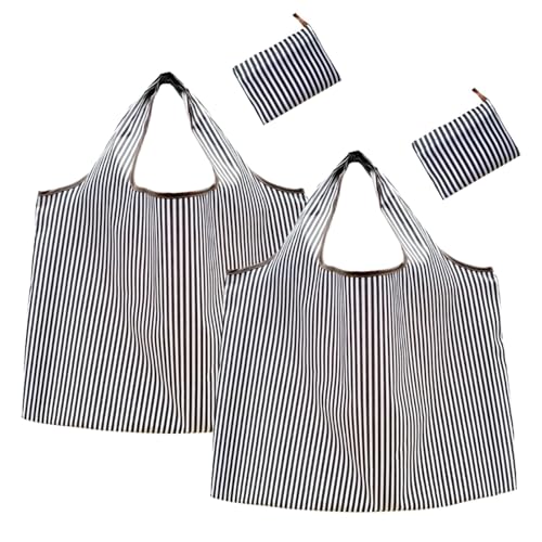 エコバッグ 折りたたみ 買い物袋 大容量 コンビニバッグ おしゃれ コンパクト 軽量 耐久 収納 可折りたたみバッグ 洗濯可能 水洗い 携帯便利 大袋 バックパック コンビニ レジ袋 (黒ストライプ 2) 送料無料