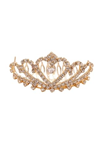 ヘアアクセサリー ティアラ 王冠 ティアラ 女性の髪飾り ウエディングドレスアクセサリー 写真撮影 女の子 七五三 結婚式 成人式 誕生日会 花嫁 髪飾り 子供＆大人用 (ゴールド)
