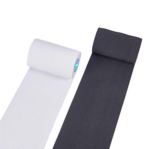 平ゴム 強い弾性 手芸裁縫 2巻き 長さ6m 幅100mm 織ゴム ハンドメイド DIY 3m /巻き ブラック＆ホワイト