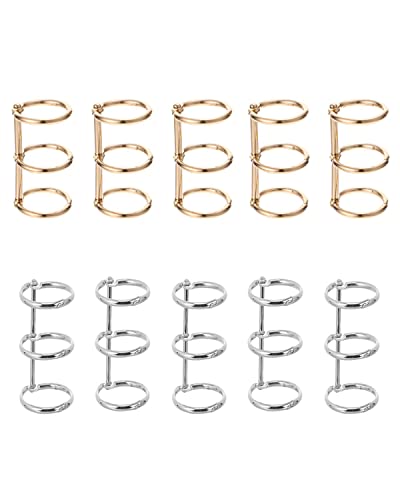 ルーズリーフバインダーリング 製本用とじ具 穴径20mm 単語帳 資料保存 (ゴールド+シルバー) 送料無料