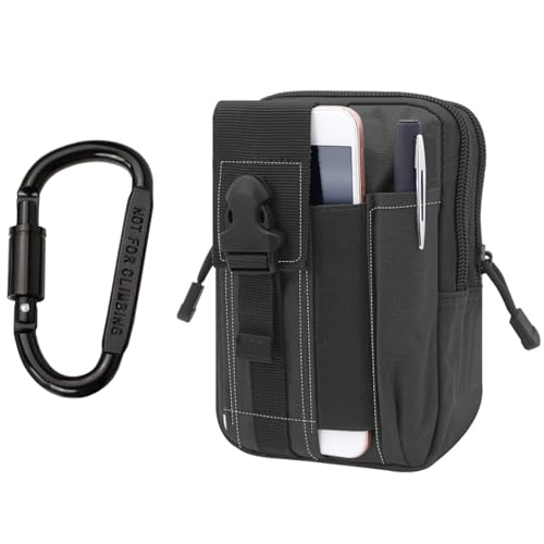 ウエストポーチ ウエストバッグ メンズ 肉厚 D型 カラビナ付属 ベルトバッグ 作業用 多機能 多収納ポケット 軽量 Molle 携帯 作業用ポーチ