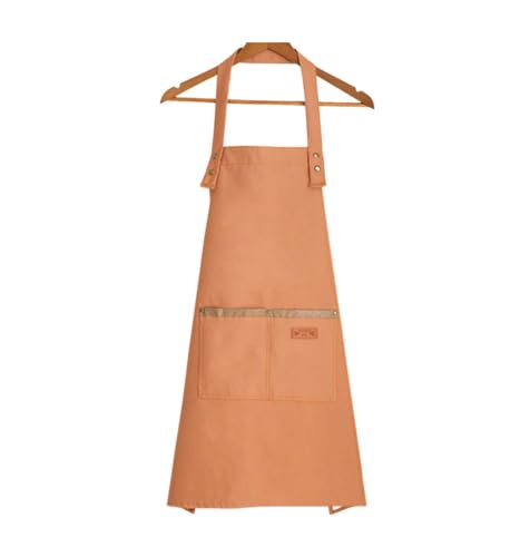 エプロン 首掛け 前掛け 調整可能な 男女兼用 レディース 可愛い おしゃれ 防水エプロン ワークエプロン シンプル (オレンジ) 送料無料