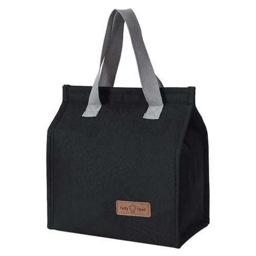 ランチバッグ 保冷保温 お弁当袋 保温バッグ 内部断熱アルミニウム箔 保冷バッグ 大容量 防水 軽量 ランチッピングバッグ お弁当入れ トートバッグ 持ち運び便利 男女兼用 通勤 通学 アウトドア ピクニック (ブラック) 送料無料