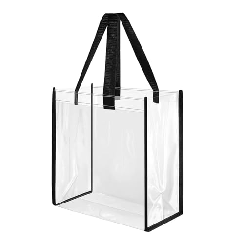 プールバッグ 透明 ビニールバッグ 防汚 防水 トートバッグ 持ち運び 便利 耐久性 強度 高精細 半透明 マルチシーン 旅行包 衣物収納包 (ブラック 25cm) 送料無料