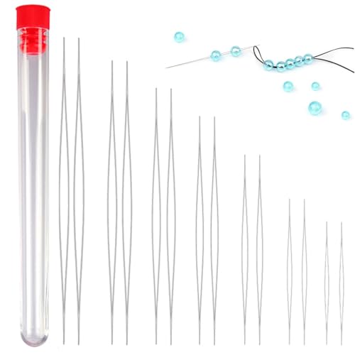 ビーズ針 刺繍針 長さ4.5 /5.5 /7.5 /8.9 /10 /11.5 /12.5cm 14本 ビーズ刺繍針収納ケース ビーズ編み..