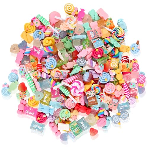 デコパーツ 約50個 樹脂製 スイーツ デコ素材 ヘアピンパーツ ミックス飾り物 アクセサリー パンドーナ..