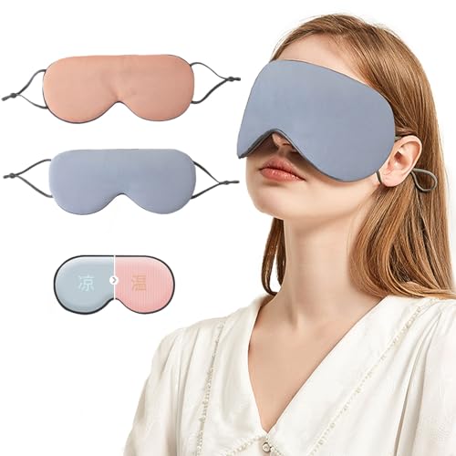 アイマスク 睡眠 光の遮断 目隠し 両面 温冷両用 スリーピングアイマスク 目を圧迫しない 通気性が良い 疲れを和らげる (ピンク＋ブルー) 送料無料