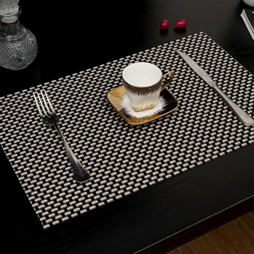 ランチョンマット 織り風 豪華 お手入れ簡単 モダン ビニール キッチン テーブル 耐熱 マット ダイニングテーブル用 レースマット 汚れに強い 折りたたみ式 洗える 拭き取り可能 ダイニング テーブル デコレーション 屋内 6枚セット