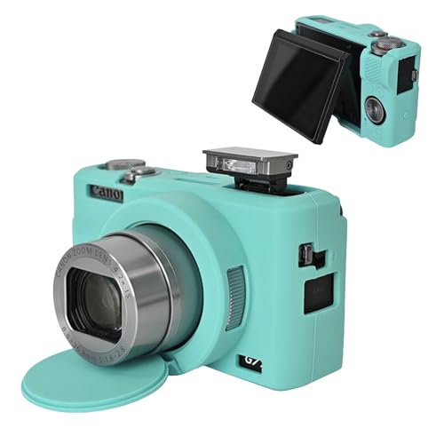 キャノン Canon PowerShot G7 X Mark III カメラケース 保護ケース 収納ケース 持ち運び 保護カバー 耐衝撃 保護 キズ防止 収納 キャリングケース 代替品 社外品 保護カバー 全面保護 シリコン製 バッテリー交換可能 ブルー