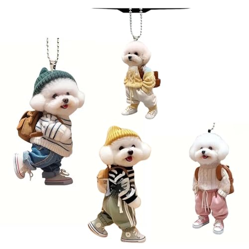 車 ペンダント キーホルダー 2D 小犬 アクリルキーホルダー キーリング 車内飾り おしゃれ レディース..