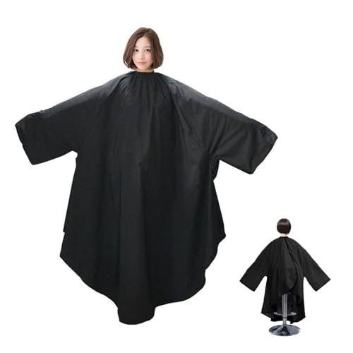 散髪用ケープ ヘアーエプロン 延長された袖 静電気防止 髪にくっつかない 防水 調節可能 大きめ ヘアカ..