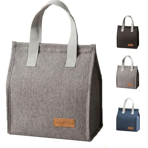 ランチバッグ 保冷バッグ 大容量 断熱袋 厚手保温バッグ ランチトートバッグ 保温バッグ 通勤 通学 ピクニック 仕事 オフィス 旅行用 男女兼用 (グレー) 送料無料