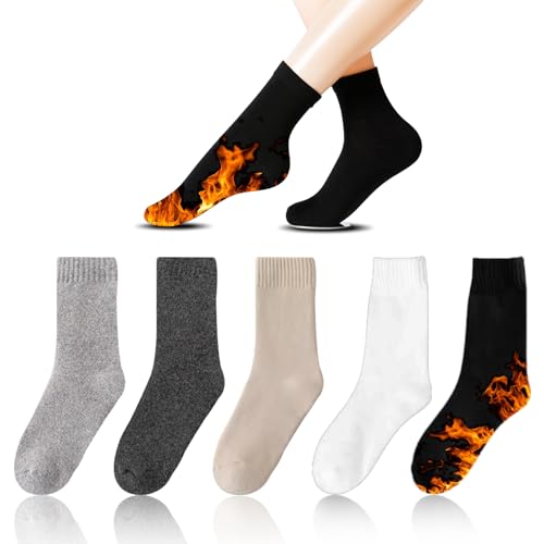 靴下 レディース 暖かい 春 秋 冬 5足セット あったか靴下 靴下 レディース 黒 暖かい綿の靴下 厚手 防寒 あったか お洒落 厚手 あったか 吸汗 耐久性 保温 登山 靴下 寒い冬を乗り切る ギフト M 混合色