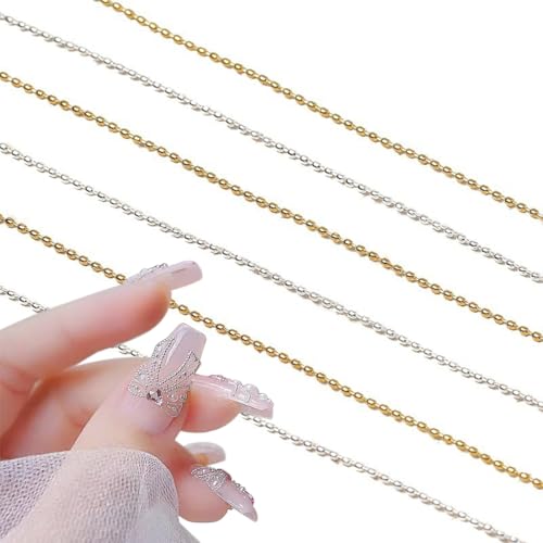 ネイルパーツ ネイル チェーン 50cm 2本入り 2色 極細 0.8mm ボールチェーン 裁断可能 ネイルデコレーションパーツ DIY ネイルアート 工芸品 ...