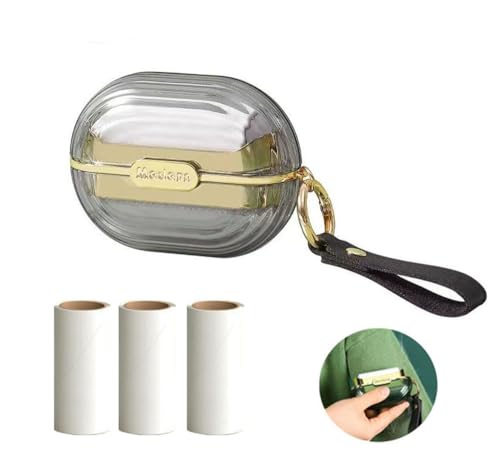 衣類クリーナー 粘着ローラー 持ち運び 携帯 ミニ おしゃれ 衣類 洋服 衣類クリーナー ホコリ取り 携帯 スーツ ほこり取り (グレー本体＋替えテープ3本)