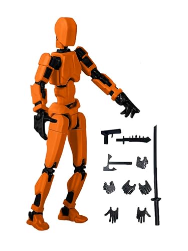 フィギュア 人体 模型 モデル 模型 デッサン スケッチ 関節 可動 ポーズを変更可能 美術 オレンジブラック 武器付き 送料無料