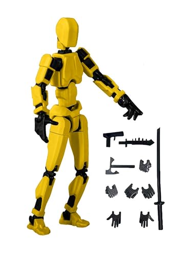 フィギュア 人体 模型 モデル 模型 デッサン スケッチ 関節 可動 ポーズを変更可能 美術 イエローブラック 武器付き 送料無料