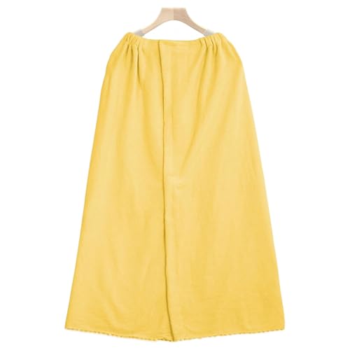 ラップタオル 大人用 巻きタオル 男の子 女の子 80cm 大きめ プールタオル 大判 吸水 速乾 軽量 柔らかい ふわふわ 無地 スカートタオル 水泳 着る用バスタオル (イエロー)