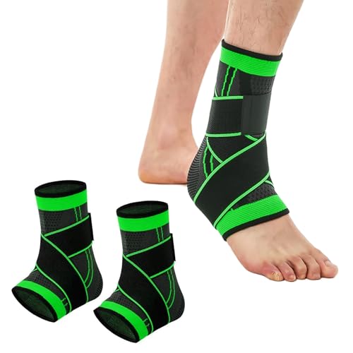 足首用サポーター 薄手 2枚セット 足首サポーター 固定 圧力調整 両足 安定サポート 通気性 弾力性 3Dニッティング アキレス腱 サポーター 伸縮性 日常生活 男女兼用 (グリーン XL) 送料無料