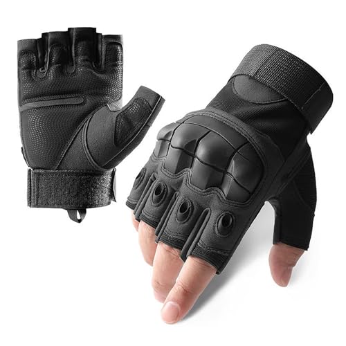 タクティカルグローブ ハーフフィンガー サバゲー 手袋 ミリタリー フィンガーレス グローブ サバイバルゲーム用装備 滑り止め 耐久性 手首調節可能 自転車用 バイク アウトドア ブラック L