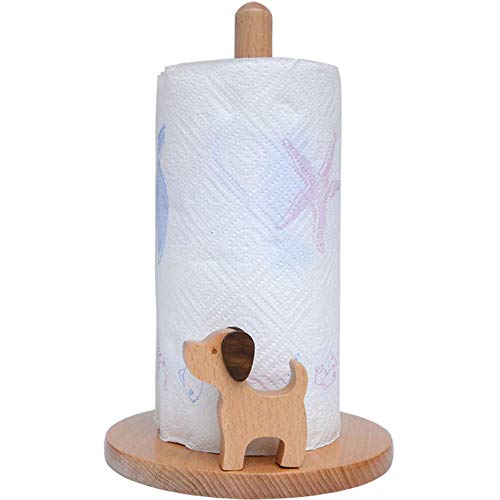 ペーパーホルダー 可愛い 木製 ペーパースタンド ロール紙 縦置き キッチン収納 アクセサリー 犬