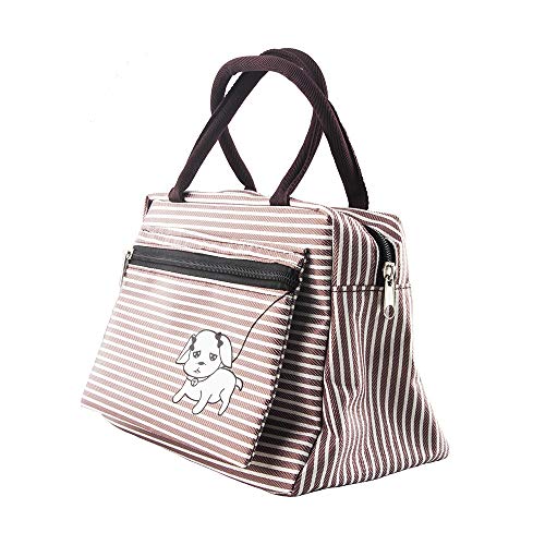 ランチバッグ 通勤 通学 食品収納 弁当ランチバック お弁当袋 防水 整理 旅行 遠足 男女兼用 22*14*17cm (ブラウン) 送料無料