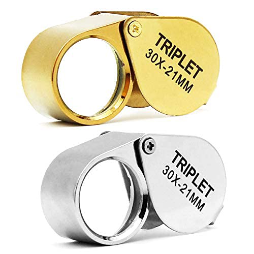 ポケットルーペ 30X ガラスレンズ 拡大鏡 ジュエリー コイン スタンプ アンティークなどのポ 折りたた..
