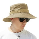 サファリハット メンズ つば広 帽子 UVカット・通気構造・2way・超軽量 日除け帽子 ハット メンズ 大きいサイズ 日焼け 吸湿速乾 防風 あご紐付き 帽子...