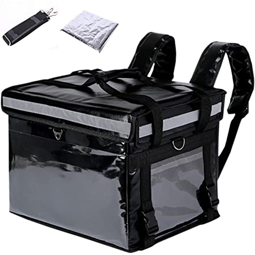 デリバリー 宅配 バッグ お弁当 配達用 リュックサック 配達バッグ 大容量 防水 ケータリング 保温 保冷 三面透明ポーケット ロック可能 62L+仕切り+シングルショルダーストラップ