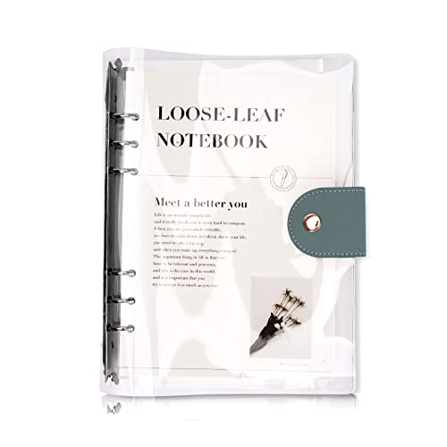 システム手帳 A6サイズ 6穴 ルーズリーフ PVC 透明バインダー シンプル手帳 柔らかい ボダン付き 横罫 ..