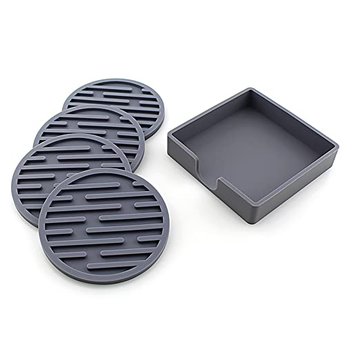 コースター シリコンコースター 4枚セット 断熱 滑り止め 家具の損傷防止 (グレー) 送料無料