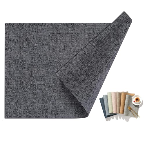 ランチョンマット 高品質 合皮レザー 2枚セット おしゃれ 華やか 飾り 清潔しやすい 家庭用 レストラン用 丸洗いOK 撥水 防汚 断熱 滑り止め 43cm×30cm 2枚セット ダークグレー