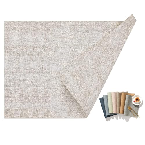 ランチョンマット 高品質 合皮レザー 6枚セット おしゃれ 華やか 飾り 清潔しやすい 家庭用 レストラン用 丸洗いOK 撥水 防汚 断熱 滑り止め 43cm×30cm 6セット オフホワイト