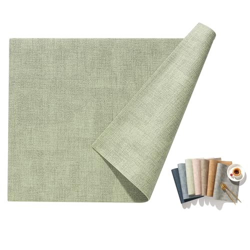 ランチョンマット 高品質 合皮レザー 4枚セット おしゃれ 華やか 飾り 清潔しやすい 家庭用 レストラン用 丸洗いOK 撥水 防汚 断熱 滑り止め 43cm×30cm 4セット ライトグリーン