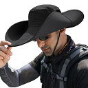 サファリハット メンズ つば広 帽子 メッシュ通気 UPF50+ UVカット 撥水 防汚 超軽量 日除け帽子 ハット メンズ 大きいサイズ 折り畳み 2WAY ...