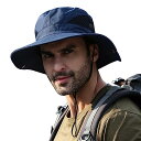 サファリハット メンズ つば広 帽子 メッシュ通気 UPF50+ UVカット 撥水 防汚 超軽量 日除け帽子 ハット メンズ 大きいサイズ 折り畳み 2WAY ...