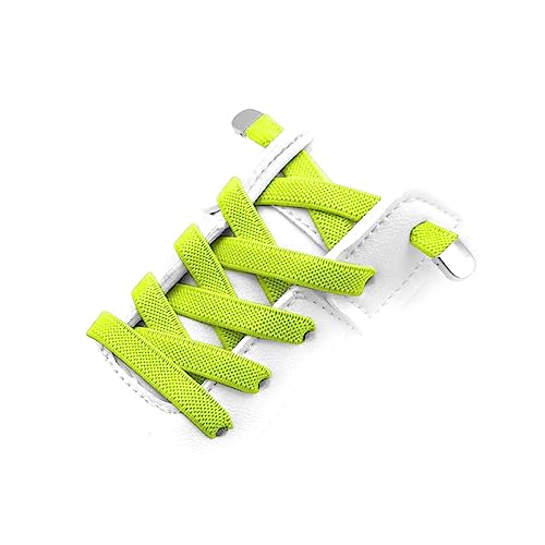 結ばない靴紐 靴ひも 8mm 平たい ゴム紐 伸びる靴紐 各種類の靴に適する子供 大人 高齢者に 1足分(2本) (蛍光グリーン) 送料無料