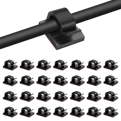 ケーブルクリップ 50個入り コードクリップ ケーブルホルダー コードフック ケーブル固定具 コード管理 結束固定ベース ケーブル収納 粘着シート付き ブラック 送料無料