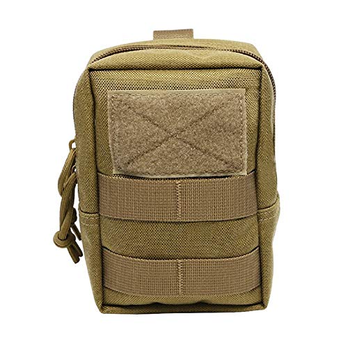 ツールバッグ ウエストバッグ タクティカルギア 携帯ポーチ スクエア型 小物雑貨入れ 5.5インチスマホ収納可 軍事的 戦術 Molleシステム対応 ブラウン