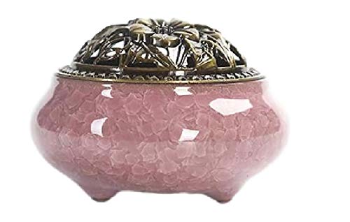 香炉 お香 立て付 直径9.5cm アロマ 陶磁器 丸香炉 お線香立て お香立て 香皿 アンティークモダン風 蓋..